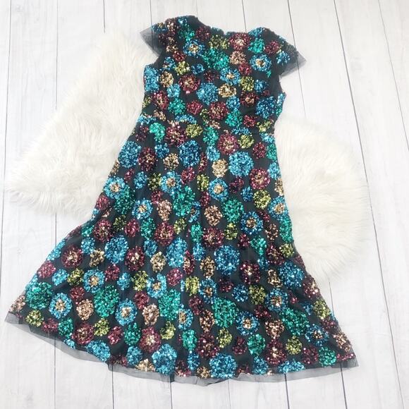 Anthropologie Women's Eve Franco Glenna Black Sequined V-Neck Dress 6 NEW - Picture 4 of 6